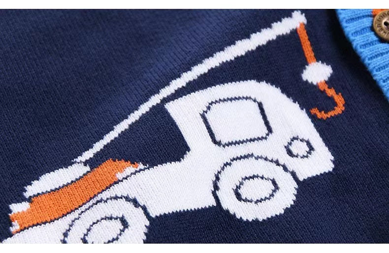 Baby Boy And Girl Various Cartoon Pattern Single Breasted Design V-Neck Cardigan-2
